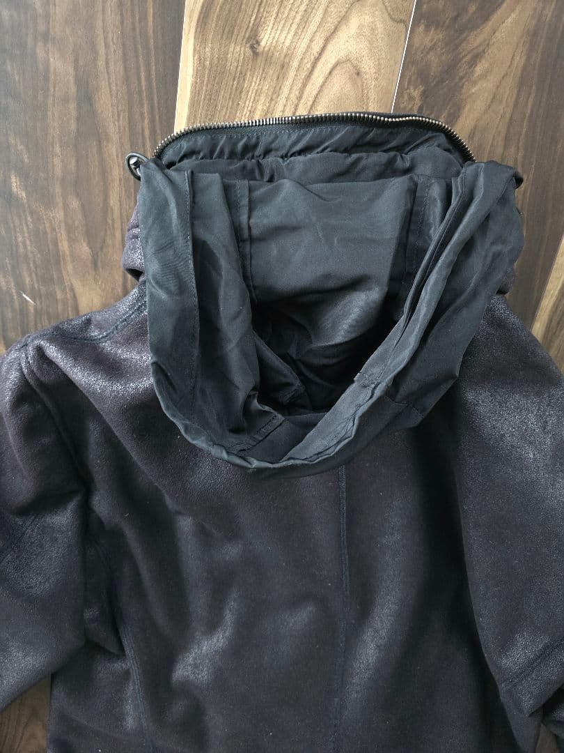 【Armani Collezioni 】ブラック レザー調コートサイズ50