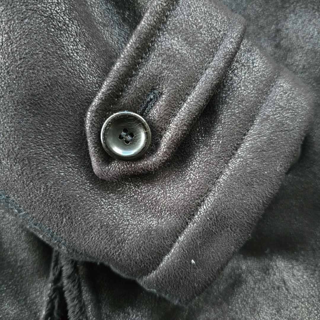【Armani Collezioni 】ブラック レザー調コートサイズ50