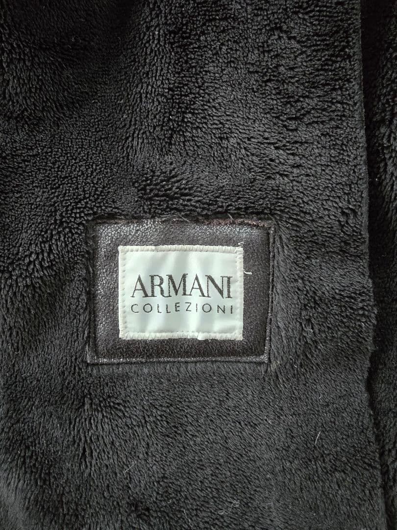 【Armani Collezioni 】ブラック レザー調コートサイズ50