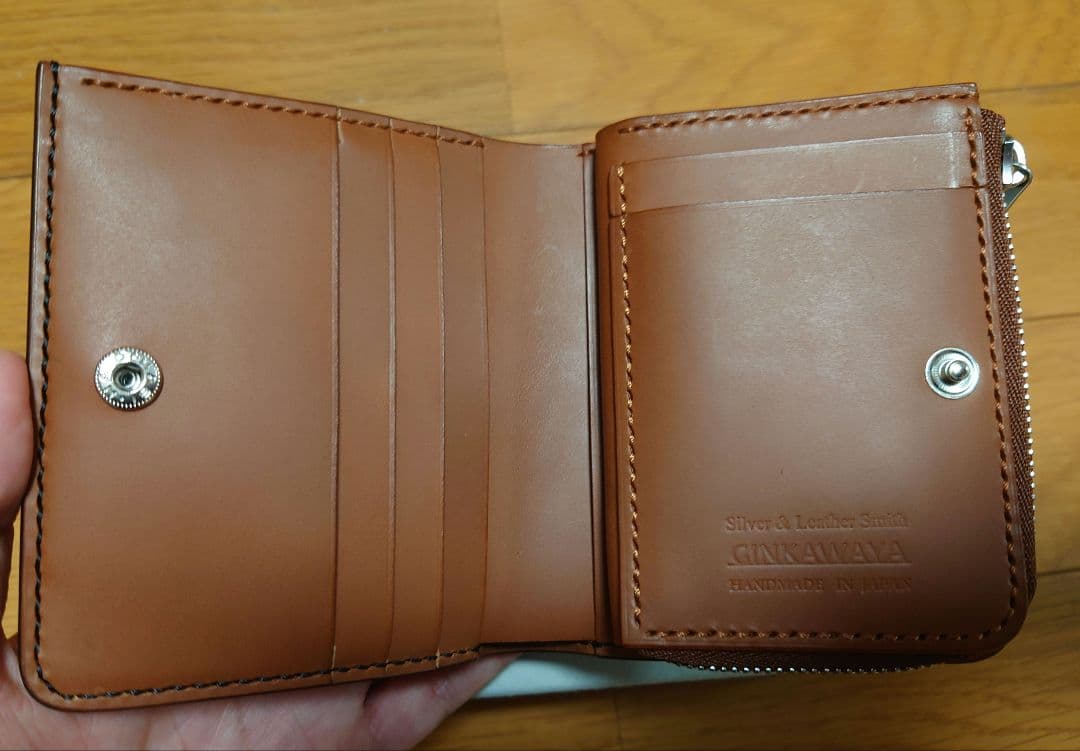 銀革屋　コンパクトウォレット　財布　黒　レザー