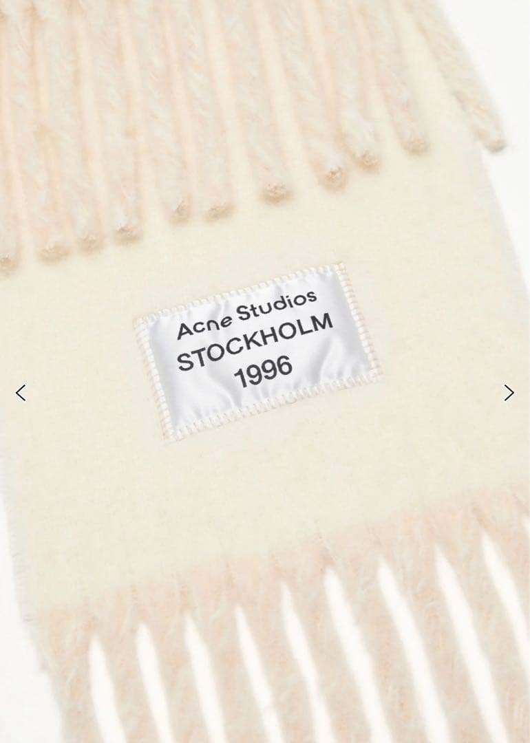 Acne Studios ロゴラベル付きフリンジスカーフ　紙袋外箱付き　マフラー