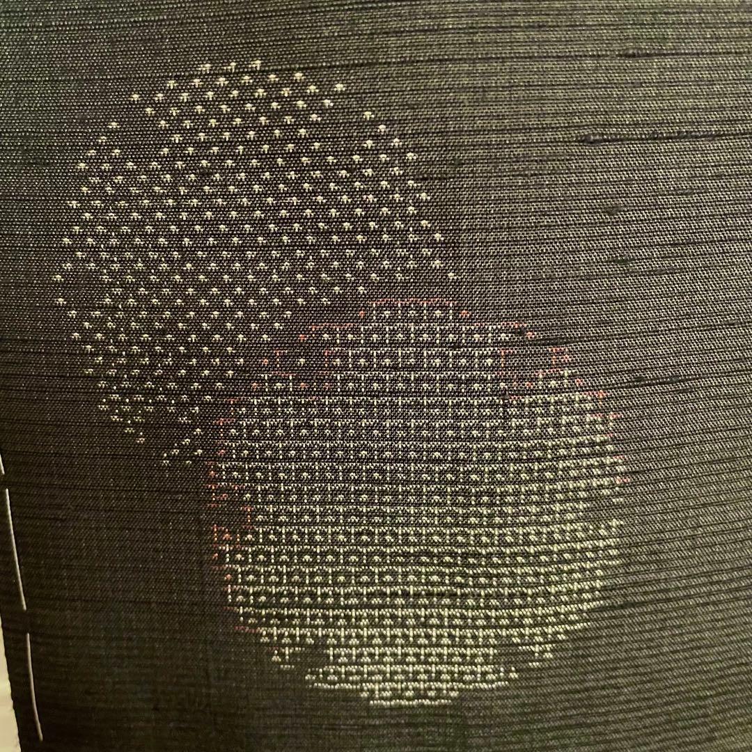 シクラメン様リクエストしつけ付き 雪輪飛び柄小紋 100亀甲絣十日町紬と洒落袋帯