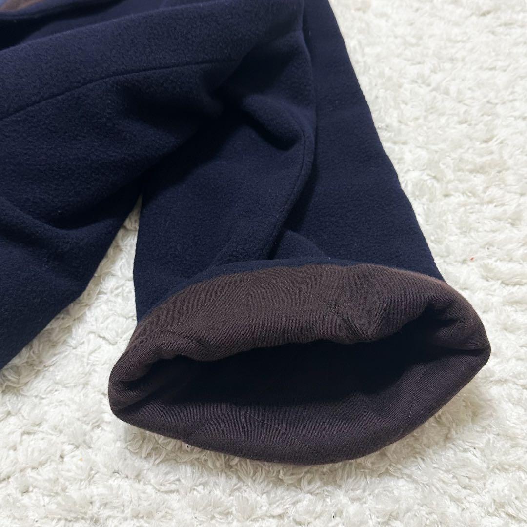 【美品】シャネル ウールショールカラーコート ネイビー サイズM
