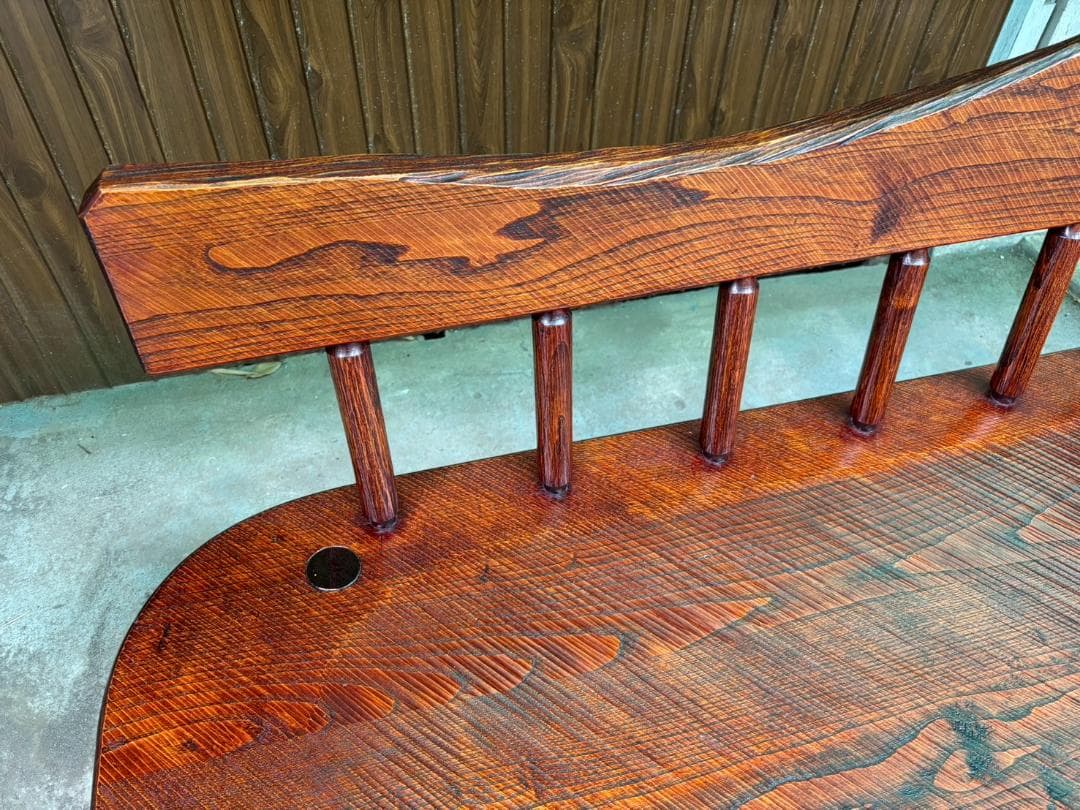 ベンチチェア　工房 我楽堂　無垢材　漆仕上げ　長椅子　民藝　幅190ｃｍ