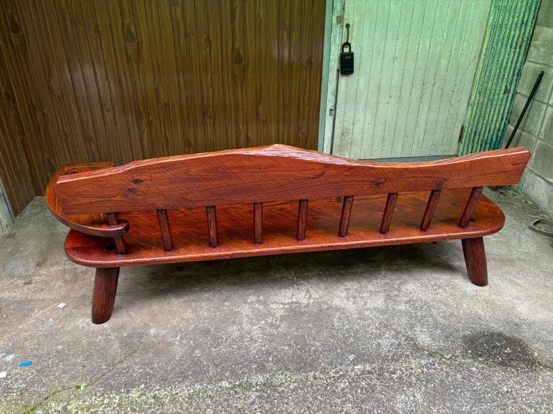 ベンチチェア　工房 我楽堂　無垢材　漆仕上げ　長椅子　民藝　幅190ｃｍ