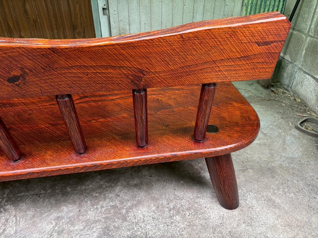 ベンチチェア　工房 我楽堂　無垢材　漆仕上げ　長椅子　民藝　幅190ｃｍ