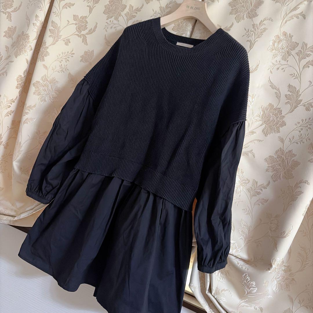 美品 大きいサイズ ローズティアラ ニットコンビ チュニック