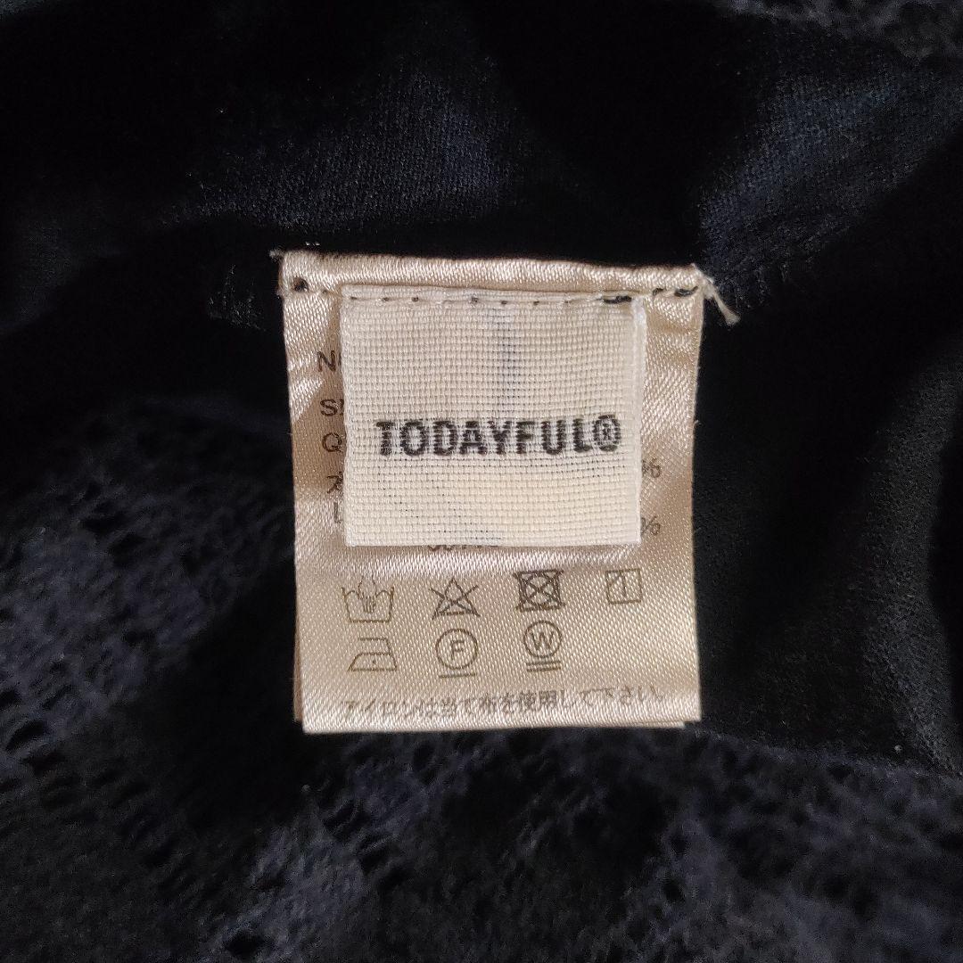 美品✨TODAYFUL　コットンレースギャザーワンピース　ゆったり　黒　38