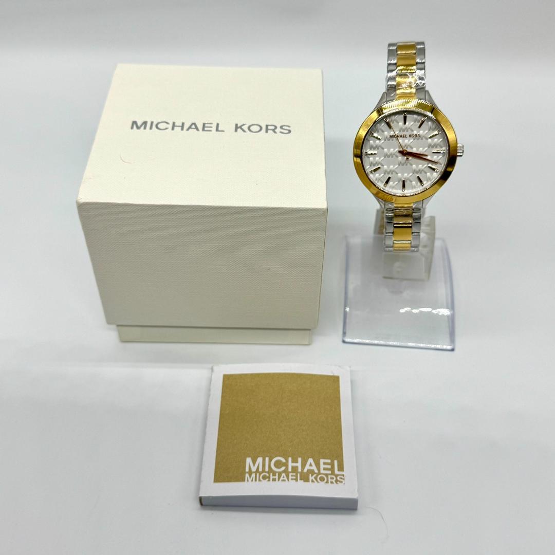 未使用 稼働品 MICHAEL KORS 腕時計 シルバー文字盤 3針 箱付き