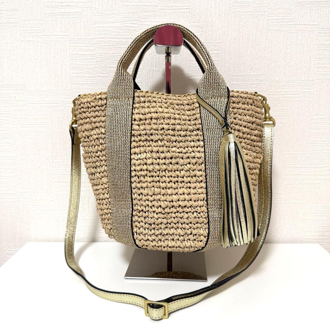 【極美品】ヴィオラドーロ ラフィア 2WAYショルダー カゴバッグ