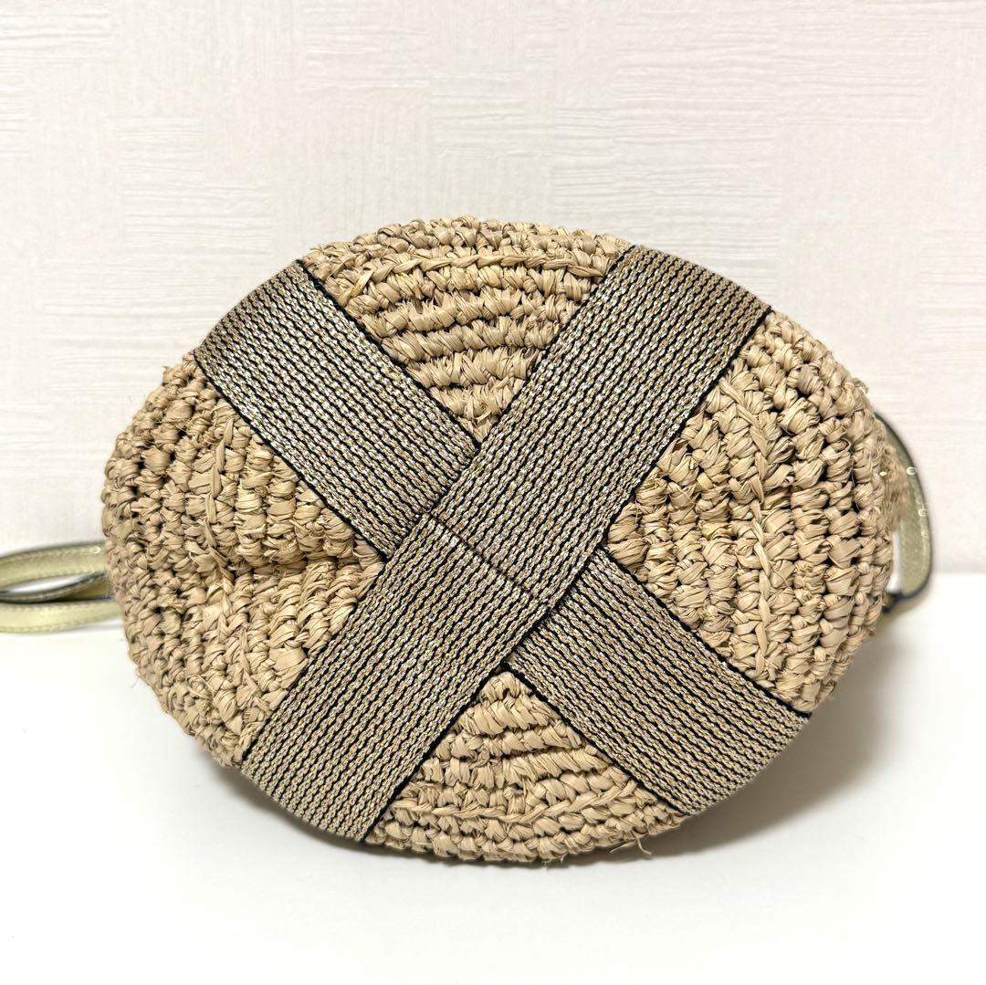 【極美品】ヴィオラドーロ ラフィア 2WAYショルダー カゴバッグ