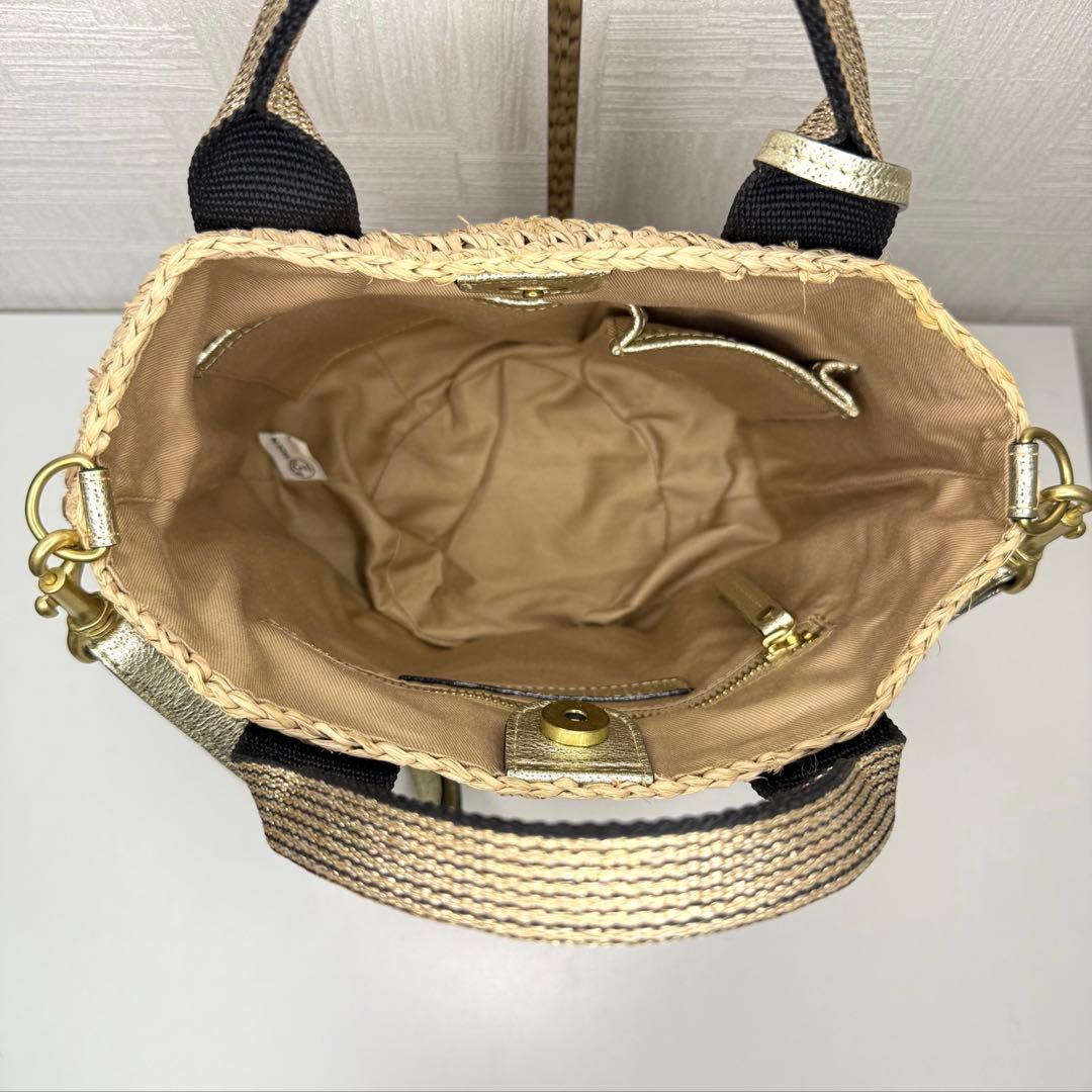 【極美品】ヴィオラドーロ ラフィア 2WAYショルダー カゴバッグ