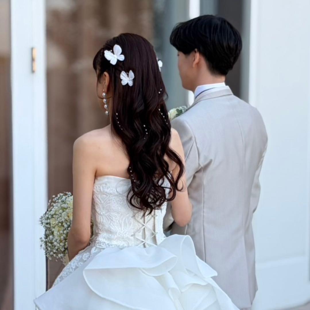 【motimoti】結婚式ヘアアクセ蝶々ピン　orgablanca