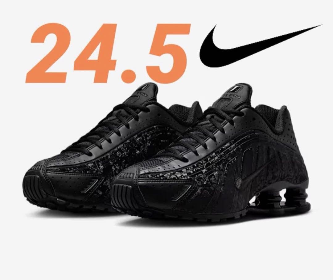 靴 Nike Wmns Shox R4 Black FloralDark Smoke
