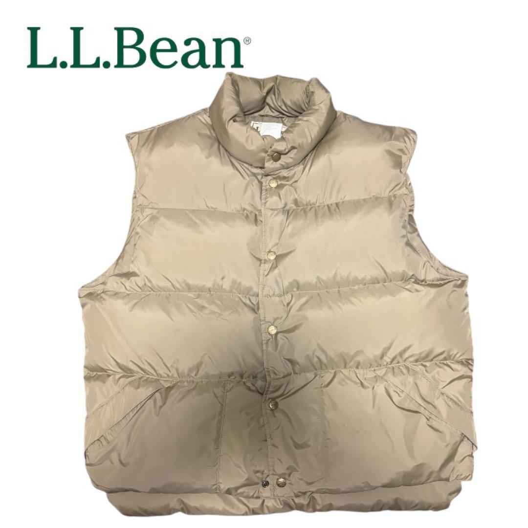 90s L.L.Bean ベージュ ダウンベスト Lサイズ