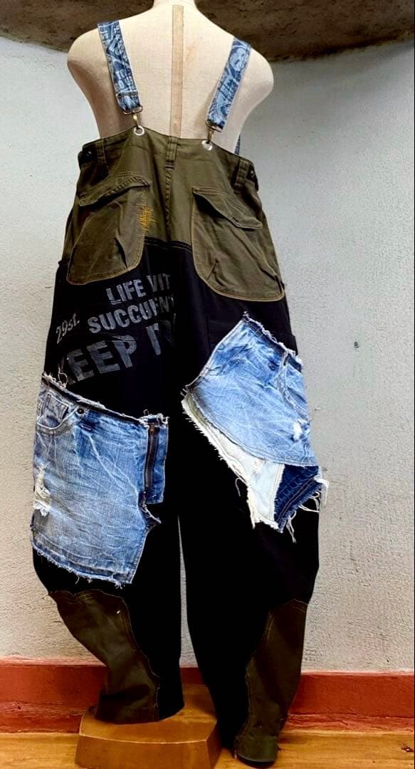 ちびすけ☆2wayサルエルハイウエストサロペットパンツ☆ミリタリスタイル☆