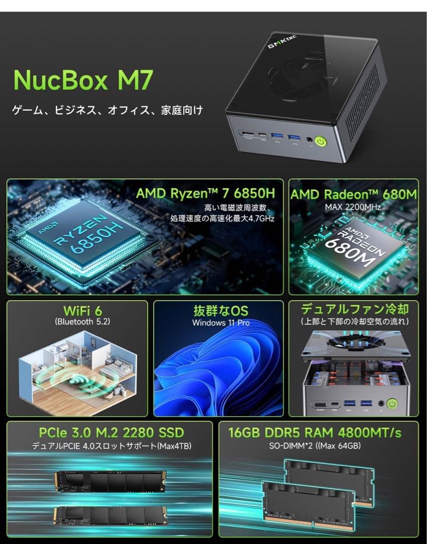 GMKtec ミニpc AMD Ryzen 7 PRO 在庫処理割引価格