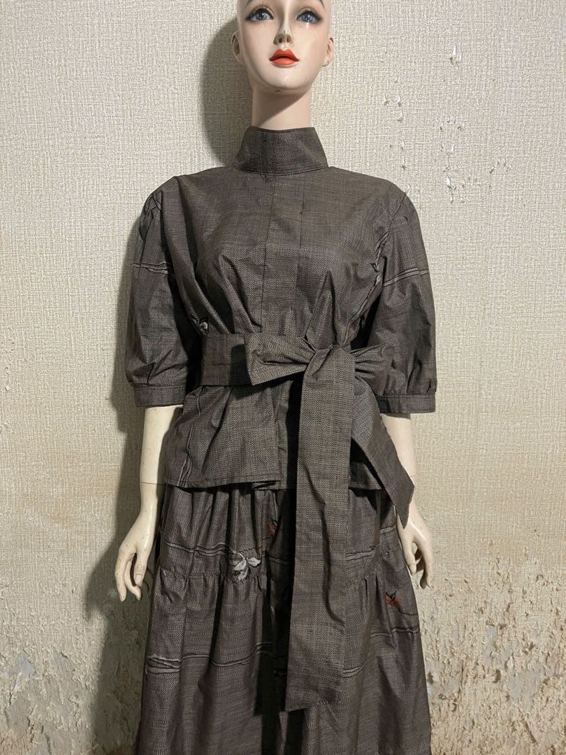 着物リメイクセットアップ　大島紬　Mサイズ 1月上旬から〜発送