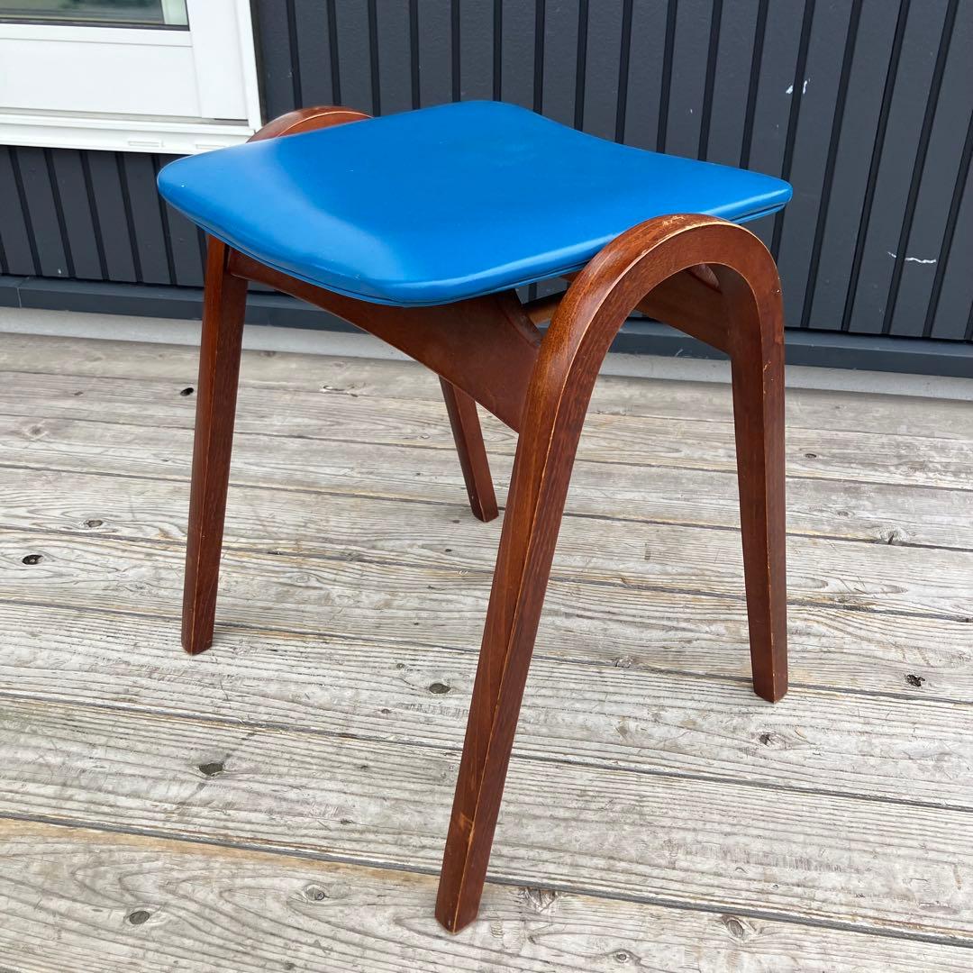 昭和レトロ 秋田木工 ミッドセンチュリー ベントウッドスツール 木製 古家具