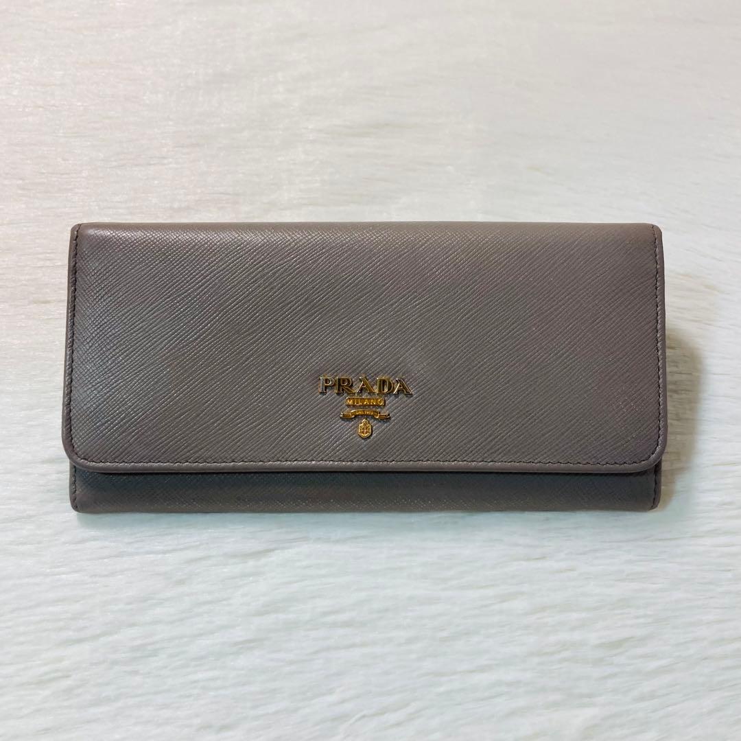 早い者勝ち　PRADA プラダ　二つ折り　長財布　グレー　ベージュ　即完売