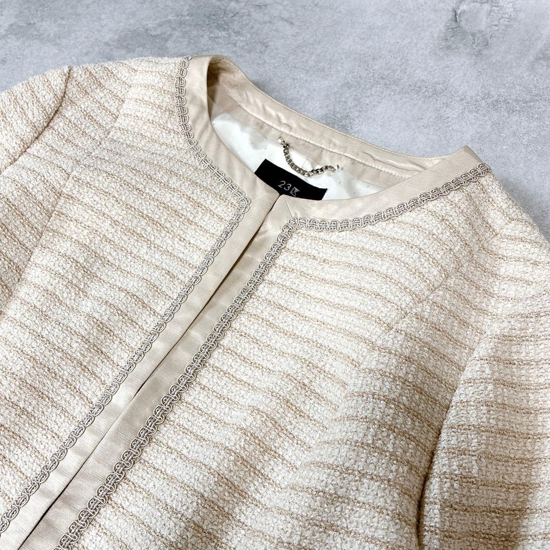 大きいサイズ♡ 23区　ノーカラー　ツイードジャケット　入学式　セレモニー　44