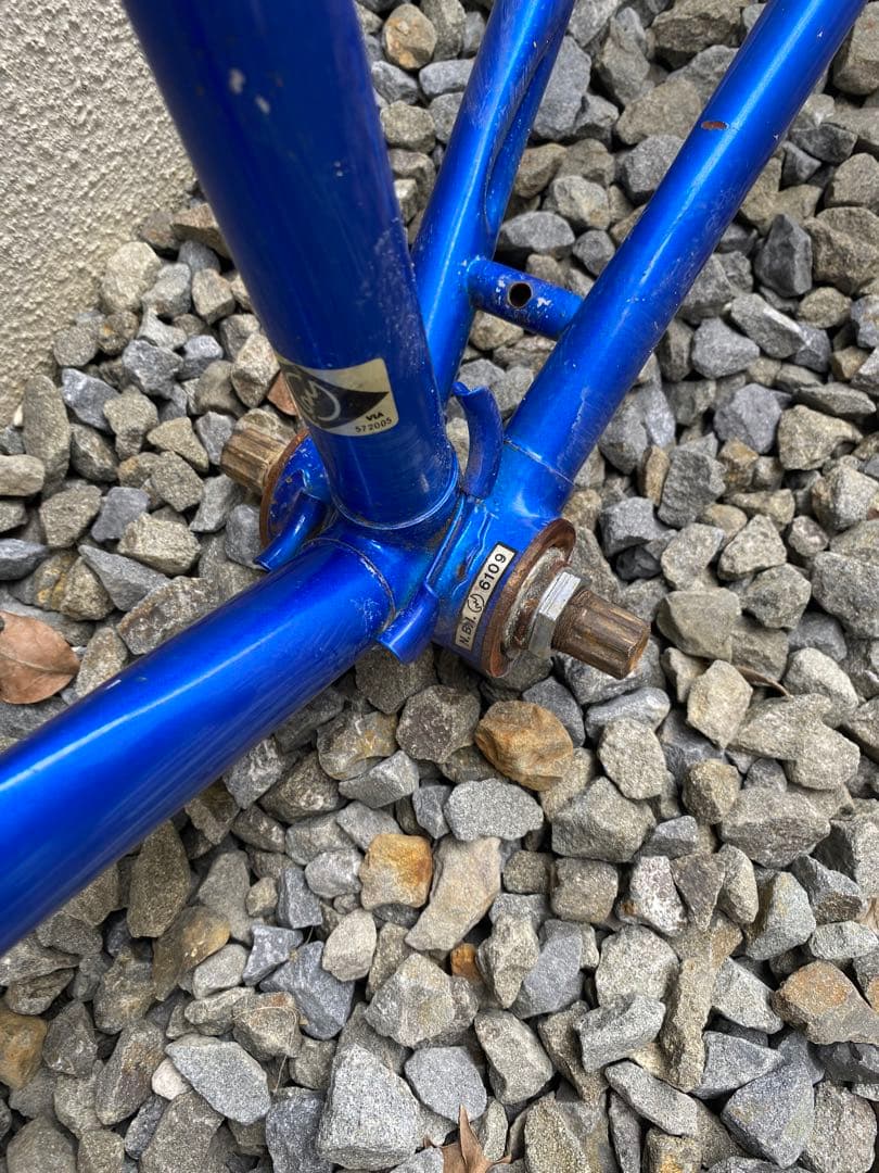 ロードバイク　フレーム　クロモリ　青　ブルー