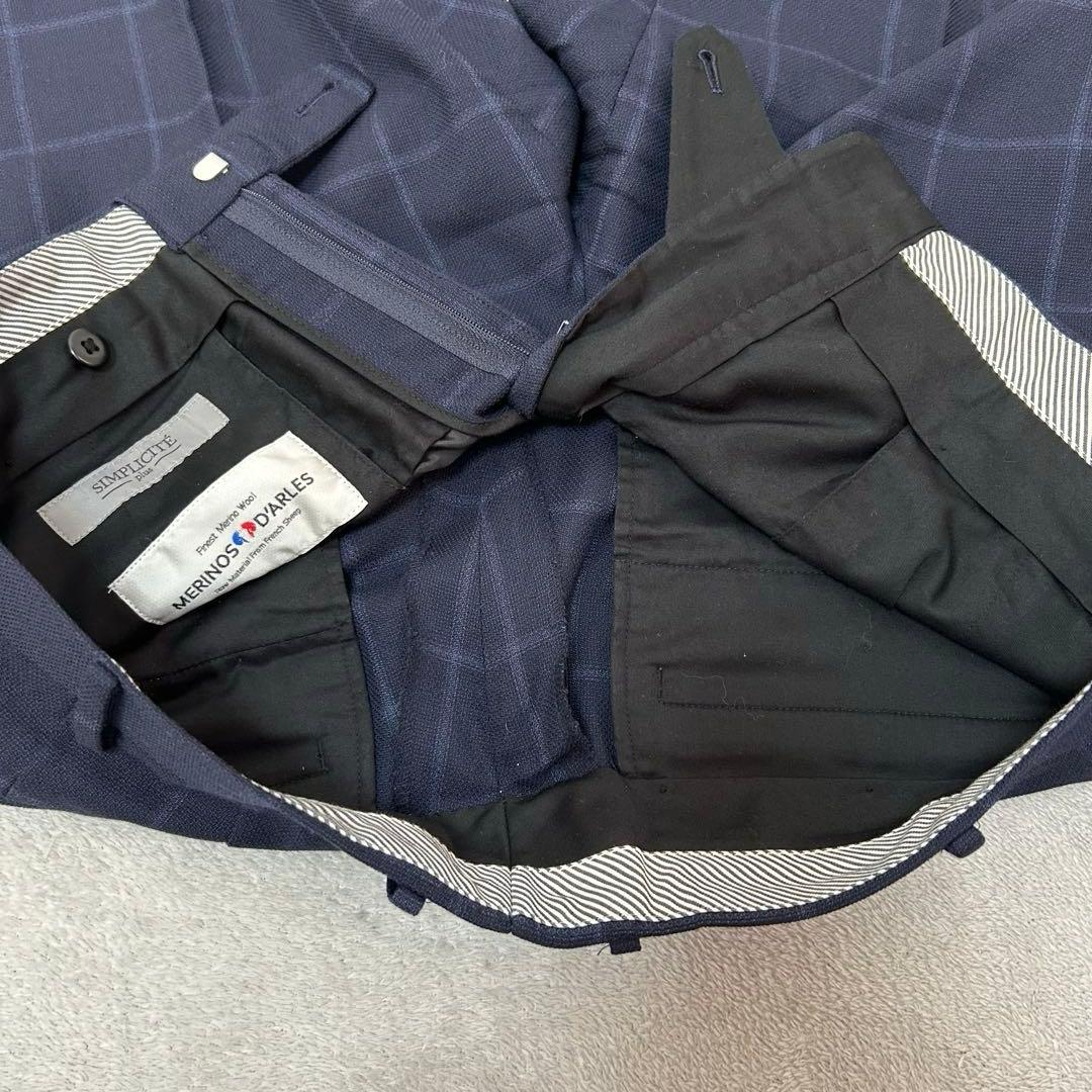 SIMPLICITEplus ネイビー チェック柄 ビジネススーツ M