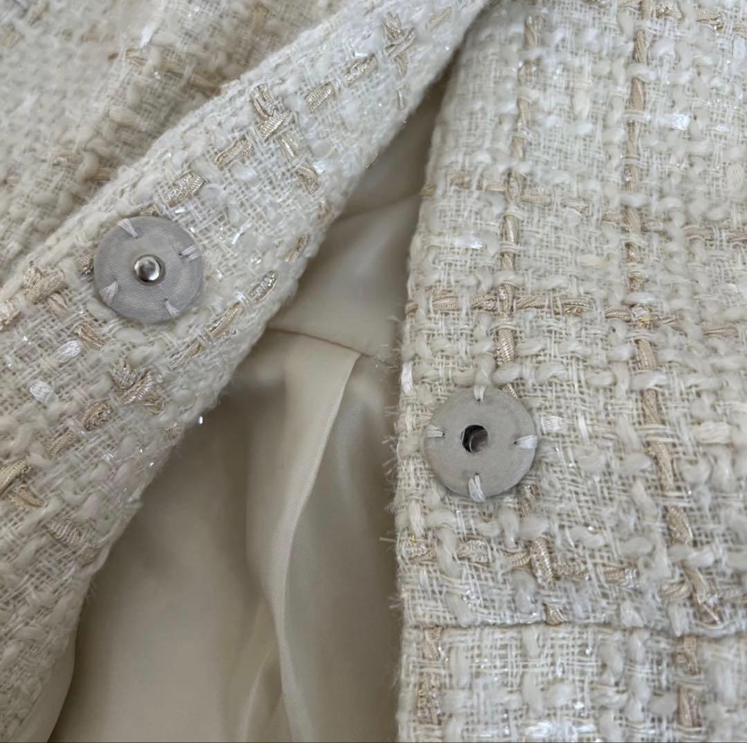 美品⭐︎CADUNEぺプラムツイードジレ 38 ベージュ