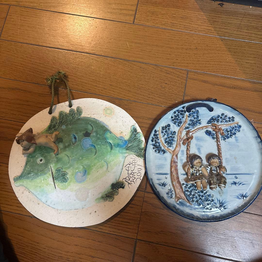絵皿 2枚セット ポタリーメルヘン 壁掛け 陶器