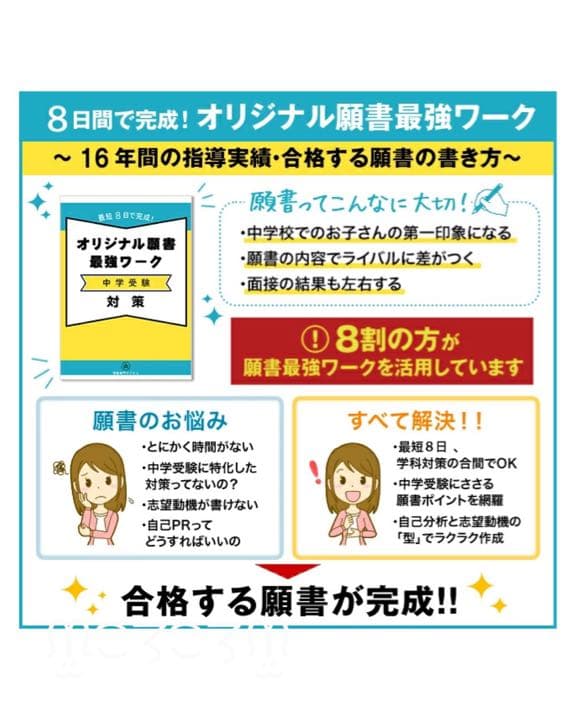 【中学受験対策】【未使用】合格レベル問題集（１０冊）オリジナル願書最強ワーク