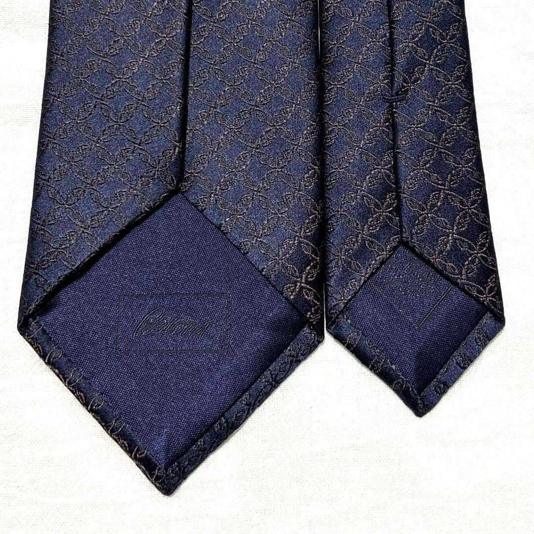 Brioni ブリオーニ　ネクタイ　ネイビー　肉厚　光沢　刺繍　美品