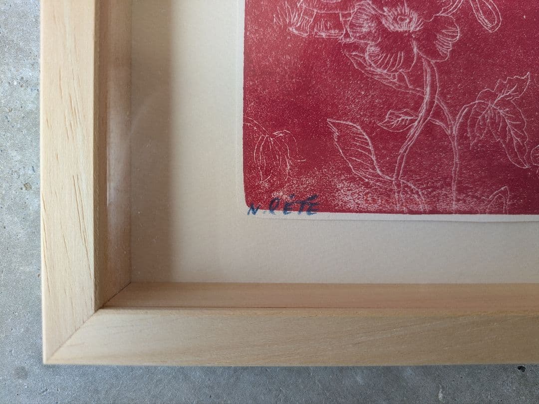 “希少”美品” ナタリーレテ 赤い木版画 限定版　アート　壁掛け　インテリア