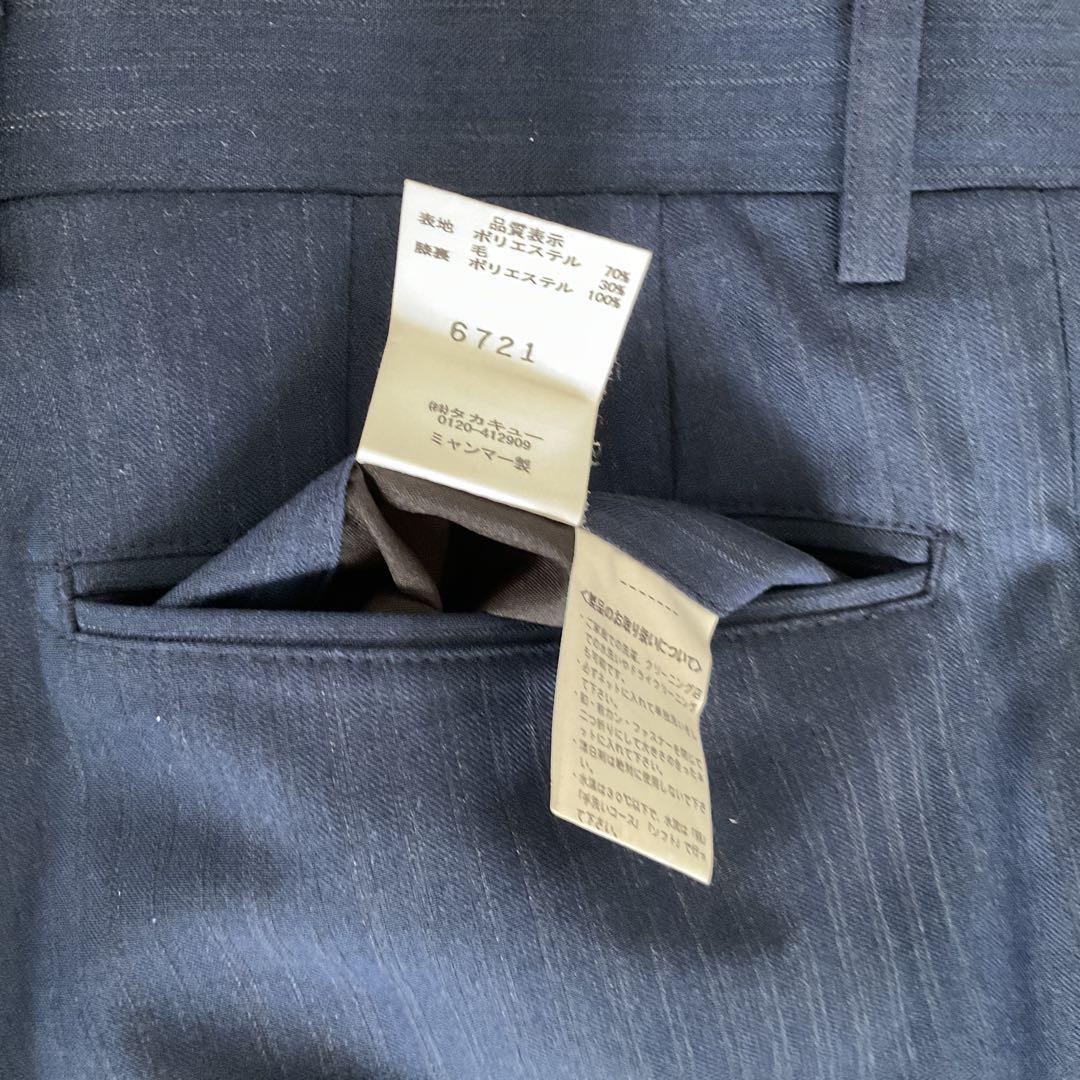 美品⭐︎Y4 タカキューTAKAQ ★スーツ 青 ストライプ ⭐︎ブルー 秋冬用