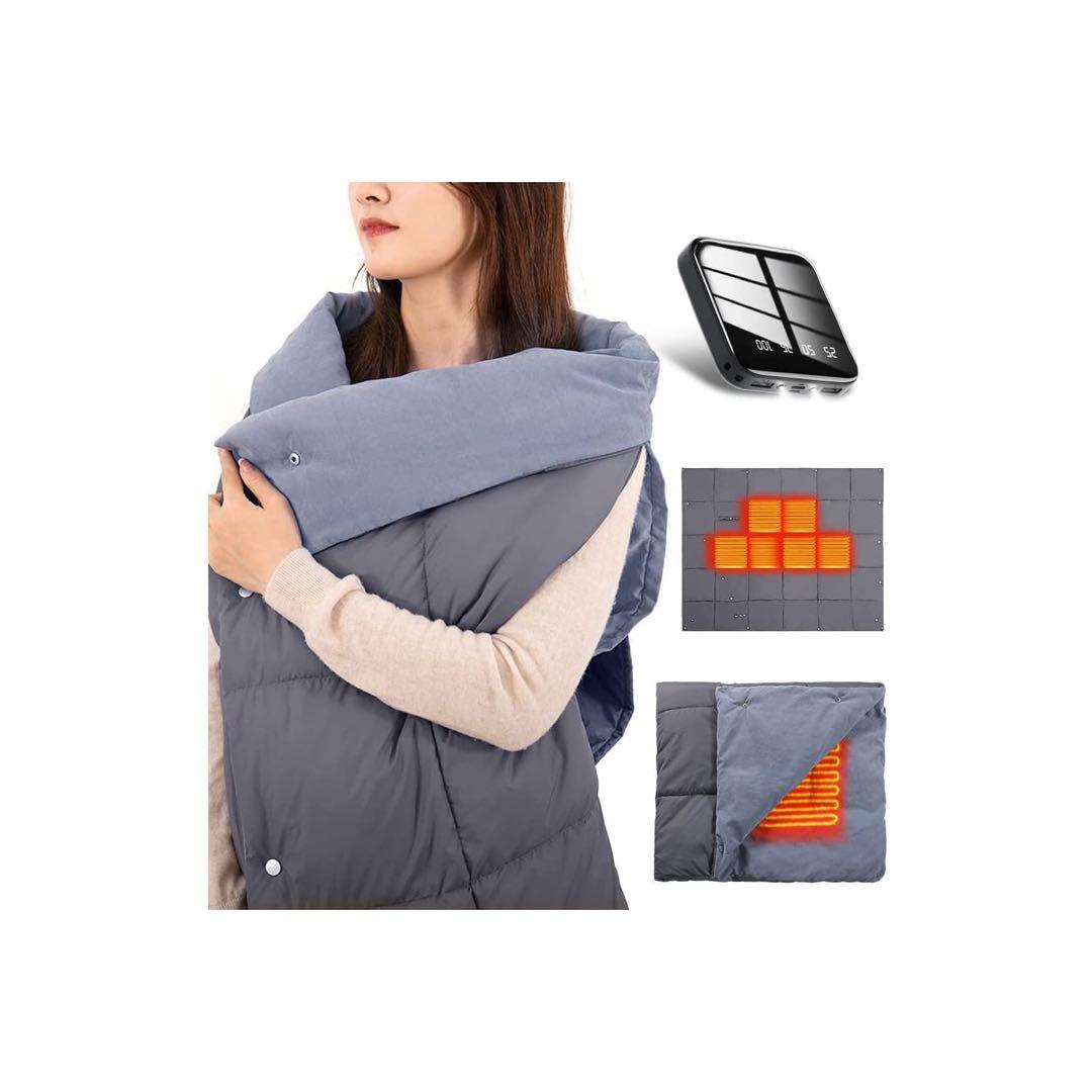 電気毛布 掛け敷き兼用 速暖 6枚ヒーター内蔵 着る毛布