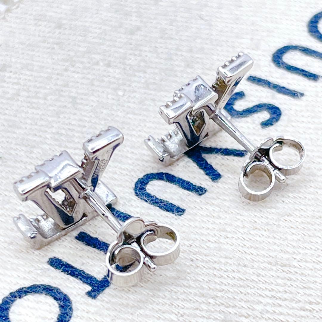 LOUIS VUITTON ピアス　アイコニック　ストラス　ストーン　シルバー