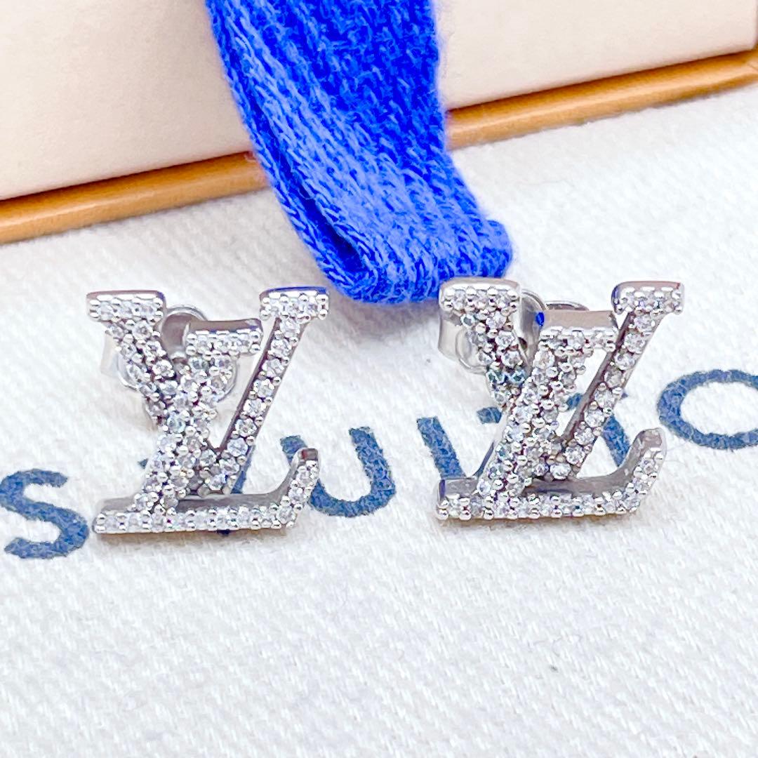 LOUIS VUITTON ピアス　アイコニック　ストラス　ストーン　シルバー