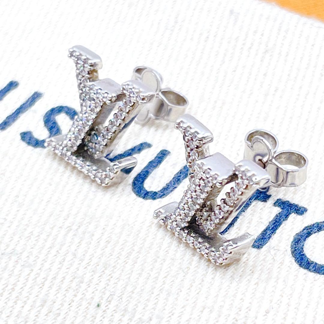 LOUIS VUITTON ピアス　アイコニック　ストラス　ストーン　シルバー