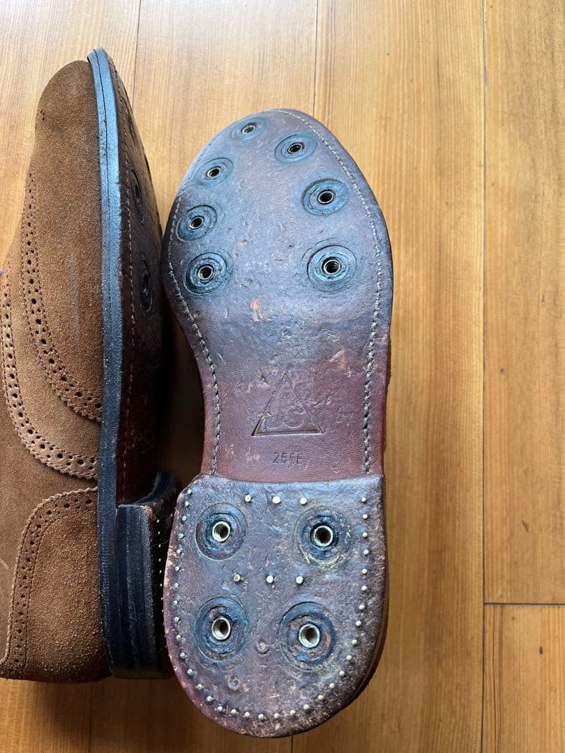 貴重★J's高級スエードゴルフシューズ(茶)、革底、26.0cm