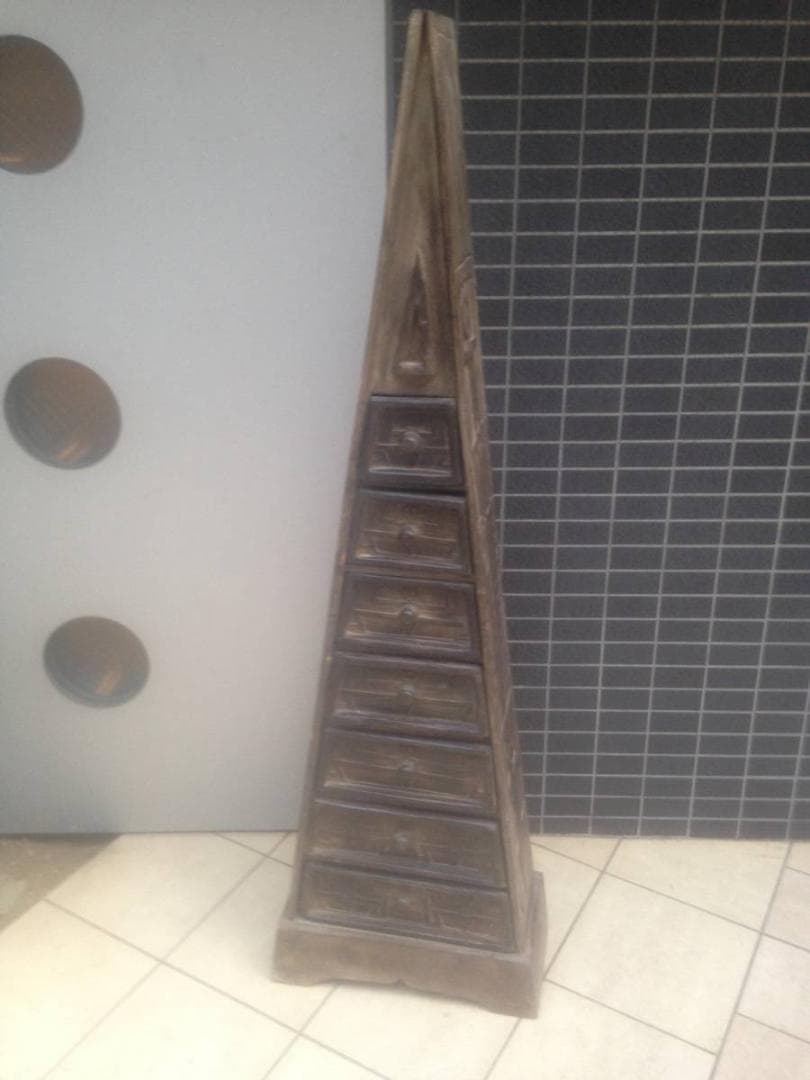 ★アジアンチェスト７段木彫りバリ アフリカ風 雑貨 手作り木製 木製引き出し