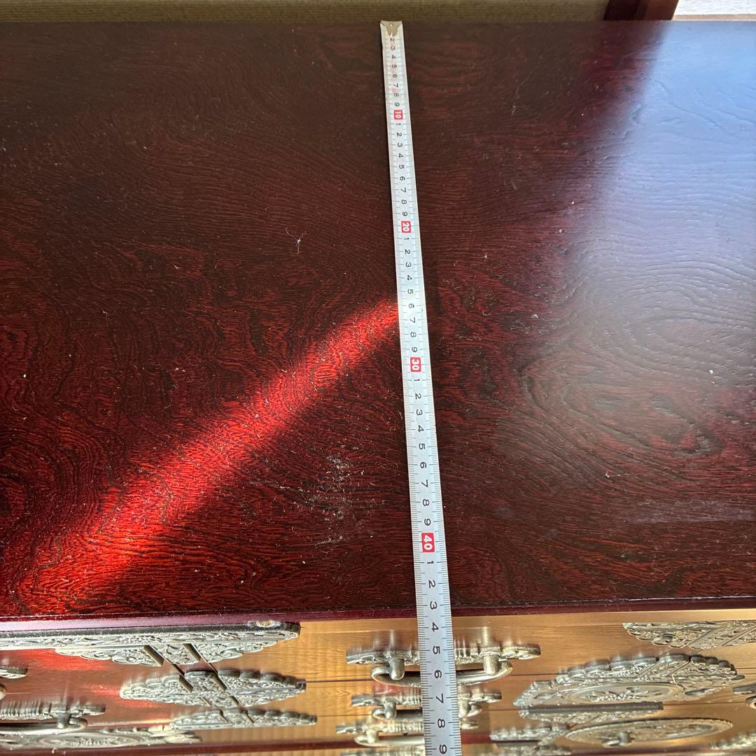 和風赤茶色木製箪笥　鍵付