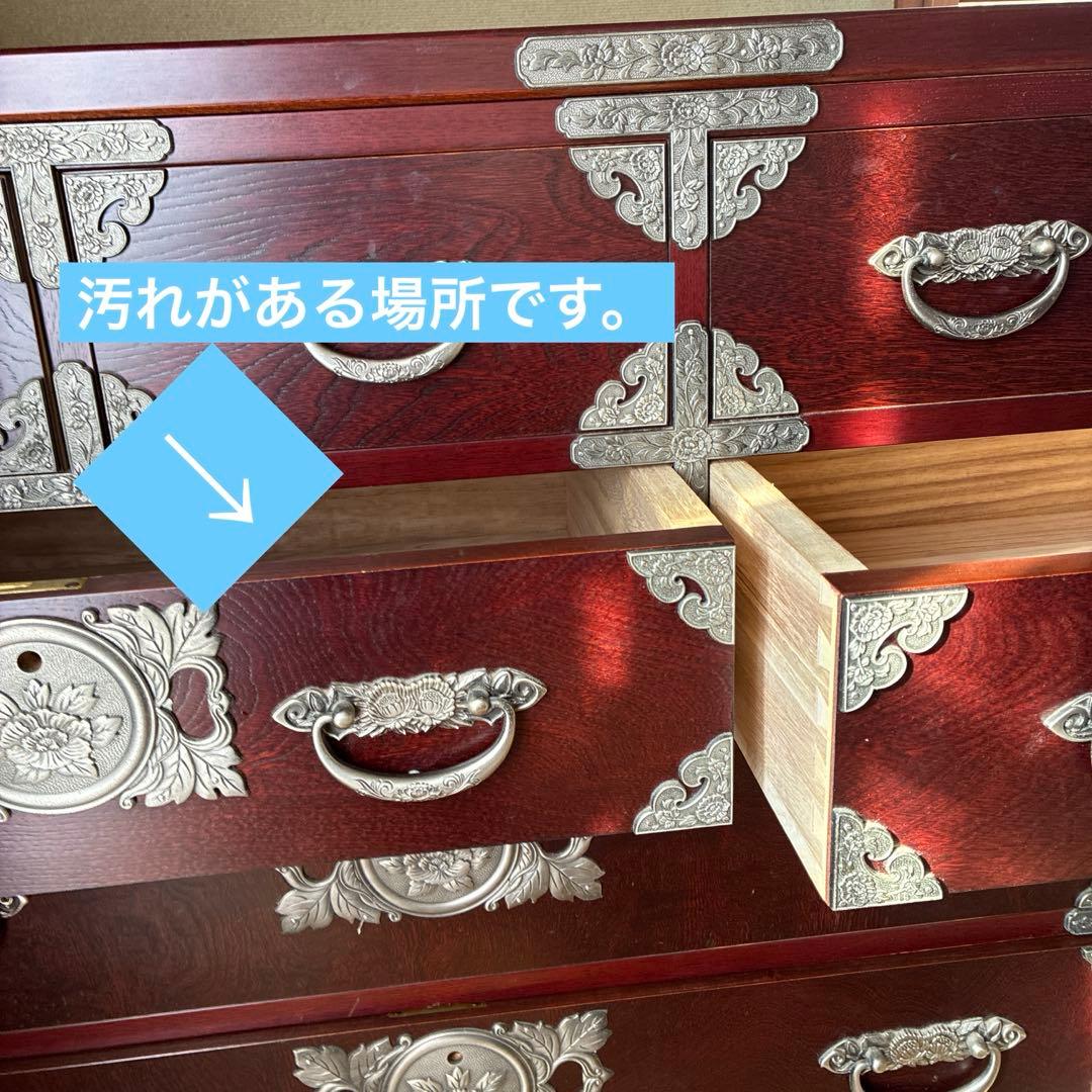 和風赤茶色木製箪笥　鍵付
