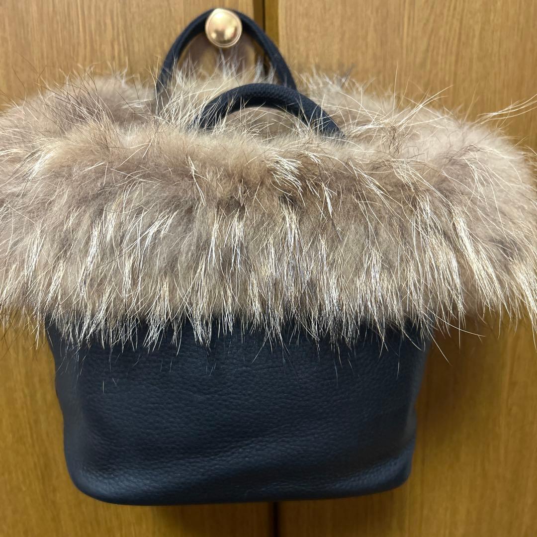 VIOLAd'ORO 未使用♪豪華リアルファー レザーバック ブラック♪