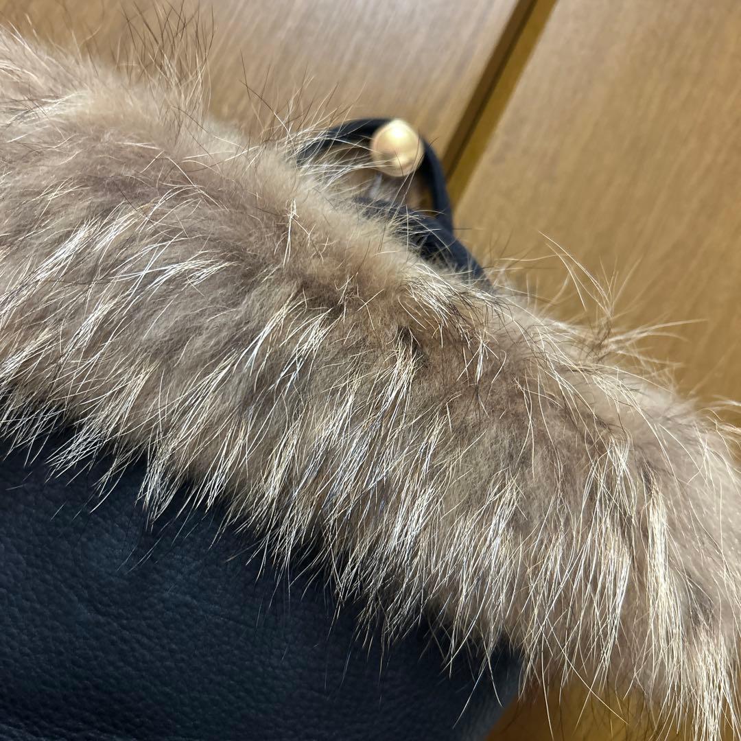 VIOLAd'ORO 未使用♪豪華リアルファー レザーバック ブラック♪