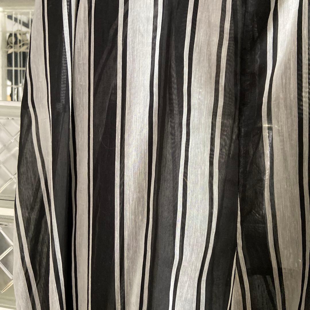 モユルストライプ ワイドパンツ 黒とグレー