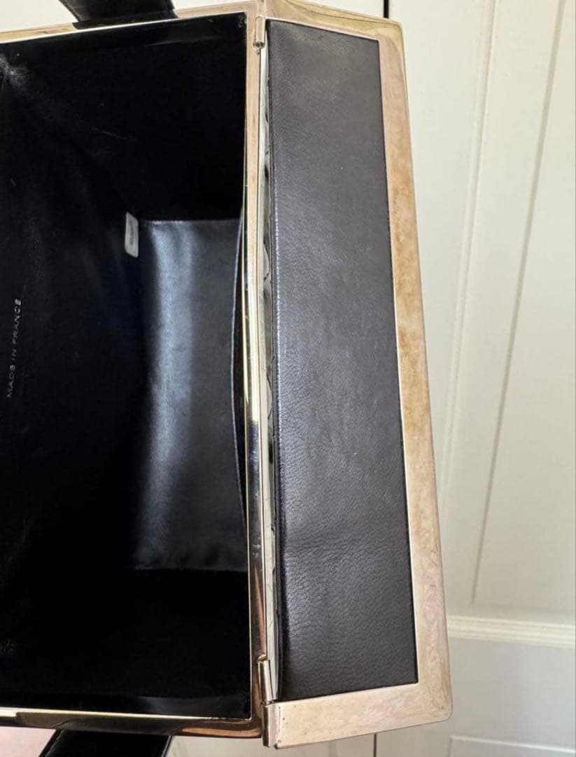 ヴィンテージ　CHANEL パーティーバッグ　エナメル　ブラック