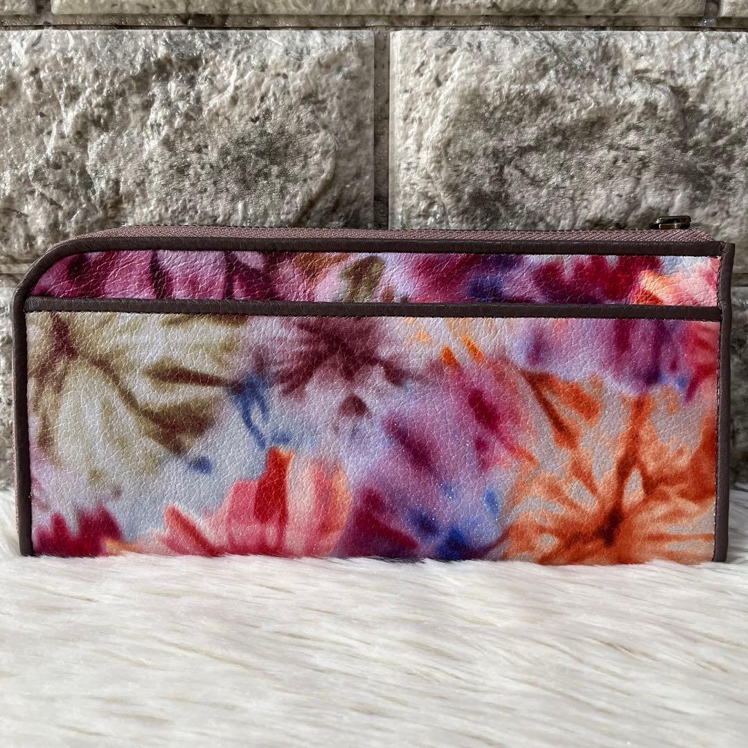 【新品未使用】イビサ　花柄　L字ファスナー　スリムウォレット　長財布