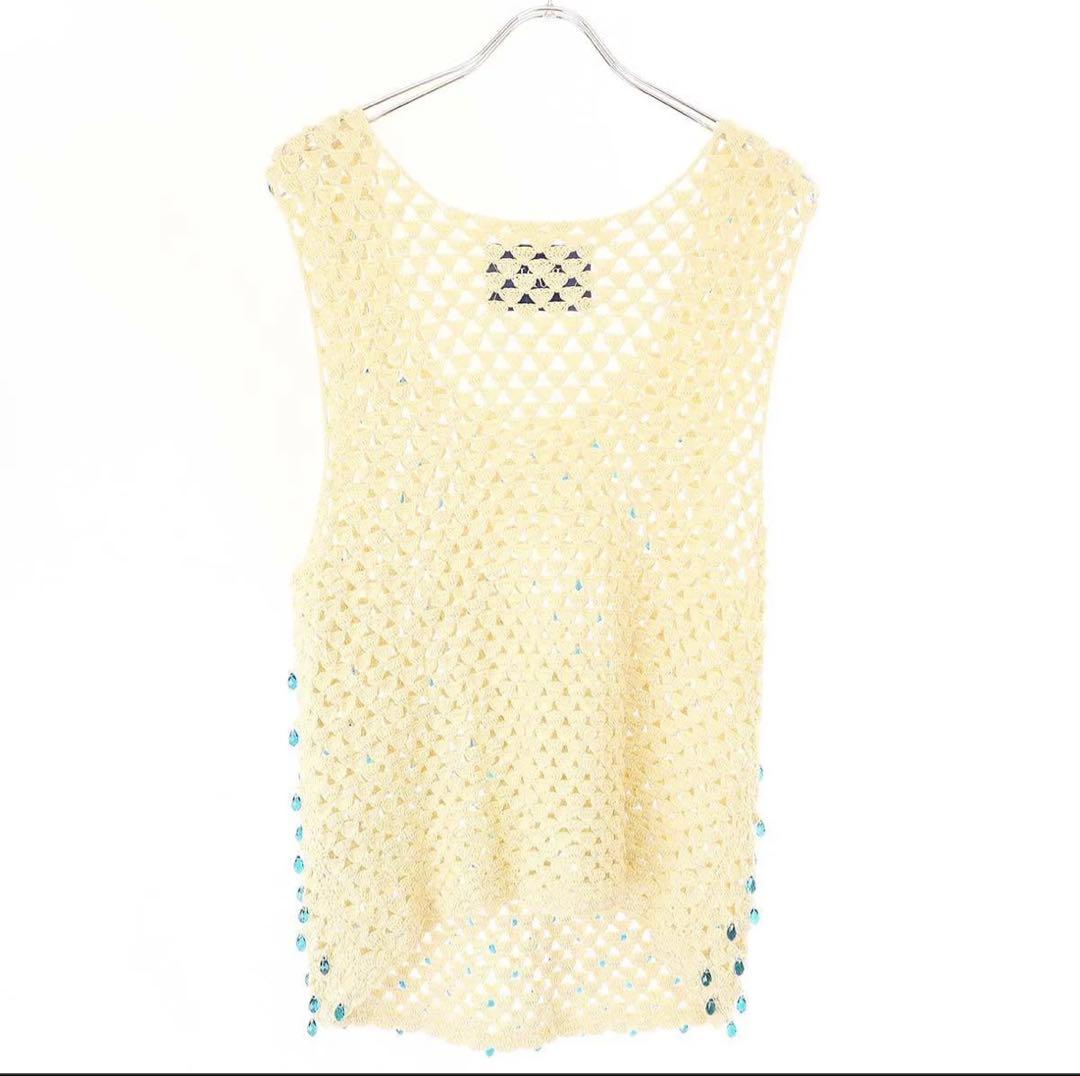 BODE NY ボーディー Beaded Crochet タンクトップ　XS-S