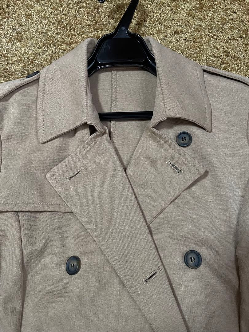 ピープルメディア ジャージー共布ベルト付 トレンチコート LL ベージュ 未使用