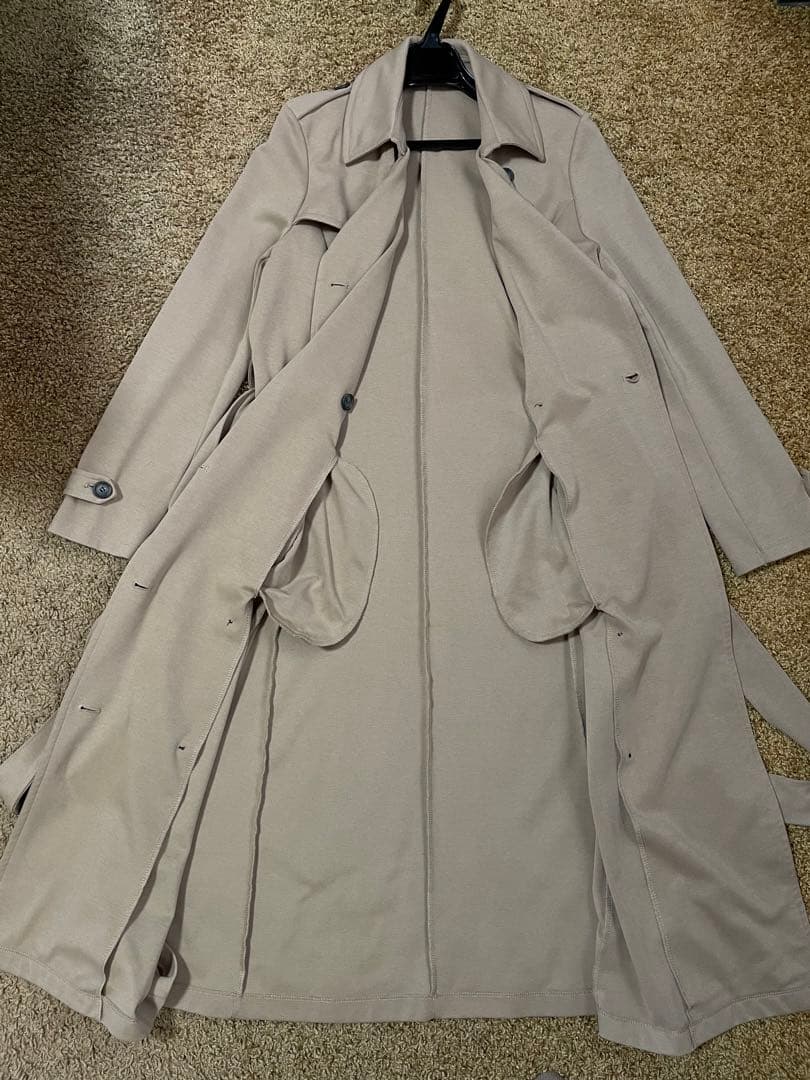 ピープルメディア ジャージー共布ベルト付 トレンチコート LL ベージュ 未使用