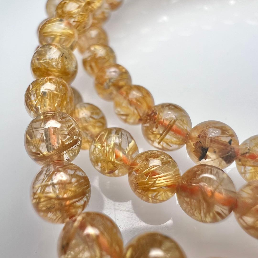 【78302】ハイグレードゴールドルチルクォーツ 5mm3連巻きブレスレット